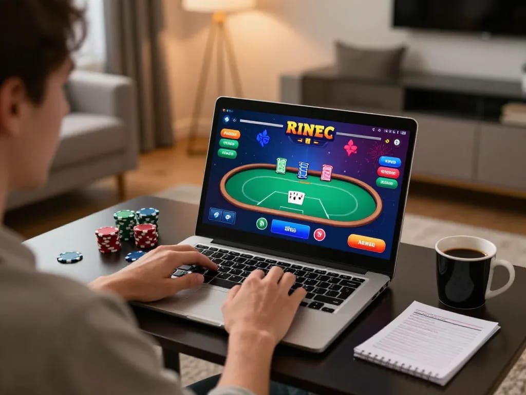 Engaging online poker gameplay on https://mm88.vin/ from the comfort of home with colorful graphics and strategic notes.