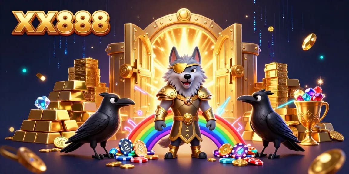 Win big with XX888 at the casino as Odin and his ravens guard treasure.