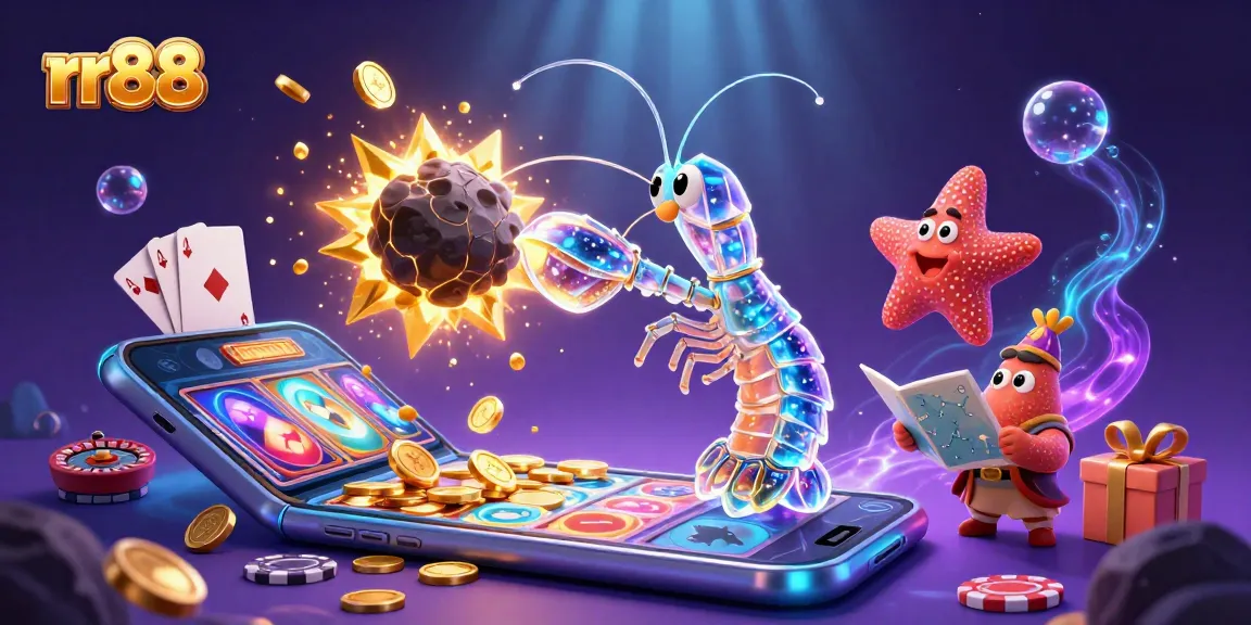 Experience excitement with rr88 in a vibrant casino scene filled with gems, games, and engaging characters.