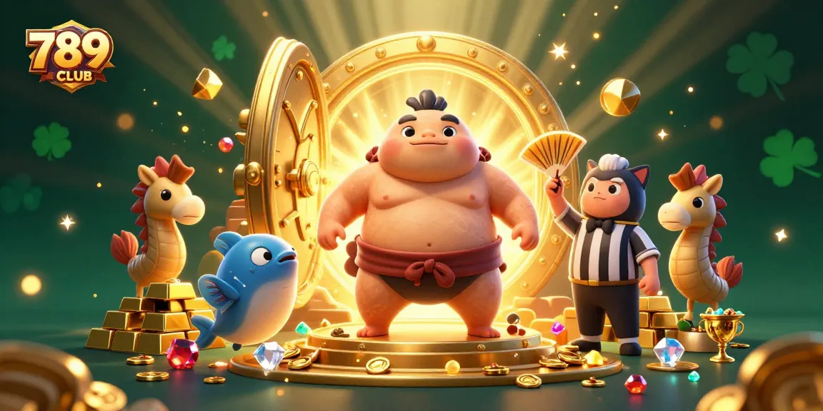 Experience thrilling gameplay at 789CLUB with vibrant characters amidst a treasure-filled casino scene.