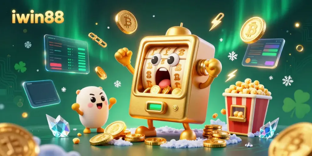 Experience the thrill of iwin88 with a dynamic jackpot celebration featuring animated slot machines.