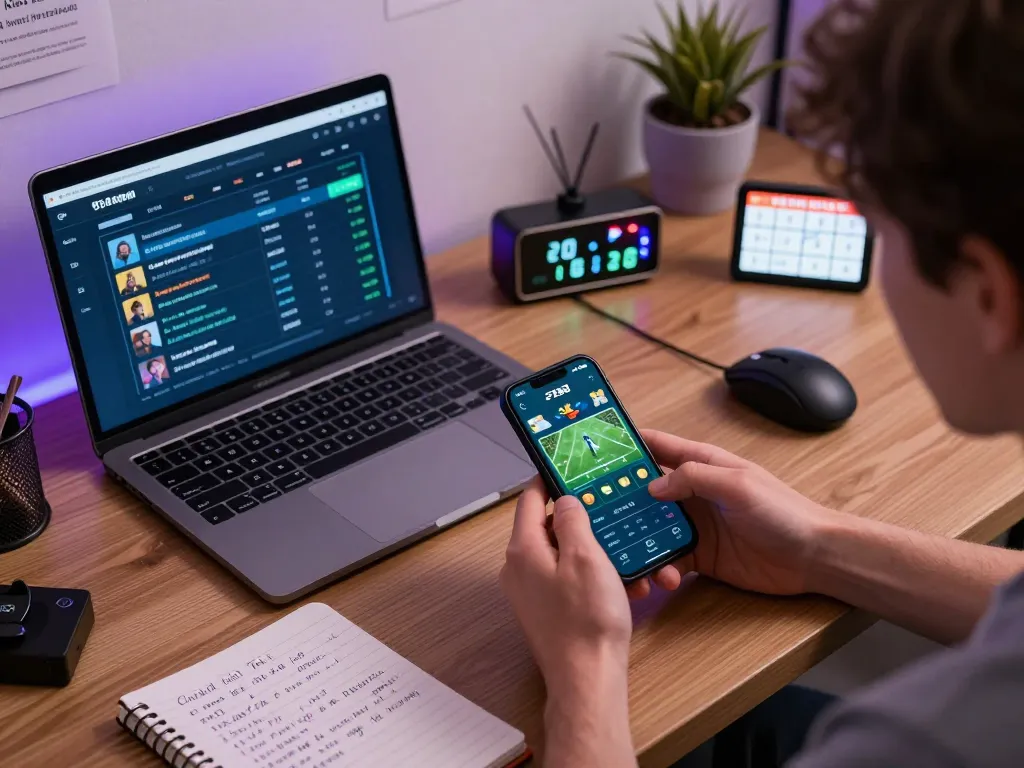Player using the F168 app on their smartphone while strategizing for sports betting.
