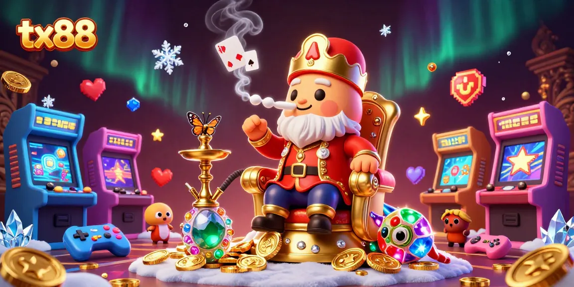 Experience the excitement of tx88 with a vibrant cartoon casino illustration, showcasing unique game elements.